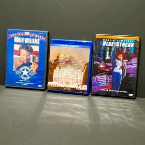3 Dvds. Grand Budapest Hotel, Good Morning  Vietnam, Blue Streak